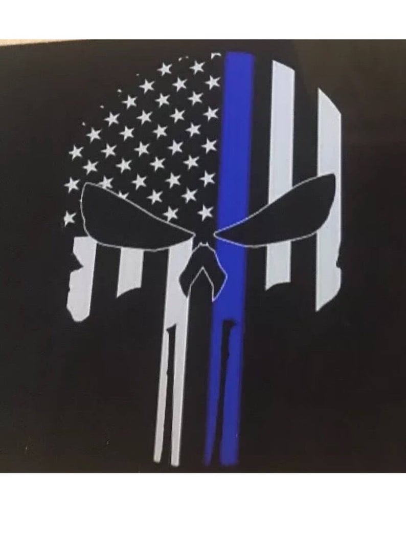 Punisher Back The Blue License Plate – New Metal Car Tag In Black – Made In USA