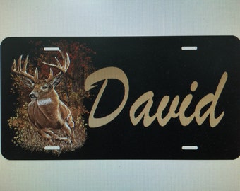 deer license plate, buck car tag, hunter, wildlife, personalized, custom