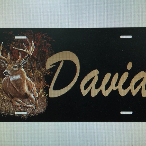 deer license plate, buck car tag, hunter, wildlife, personalized, custom