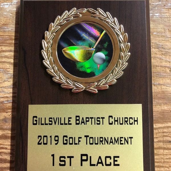 Golf award golf plaque Custom plaque customize it with your words different sizes available