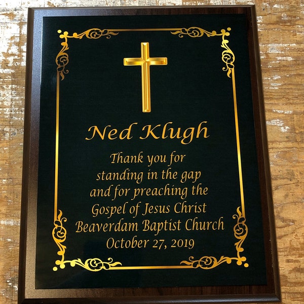 Christian award religious award Custom award plaque black with gold letters customize it with your words different sizes available