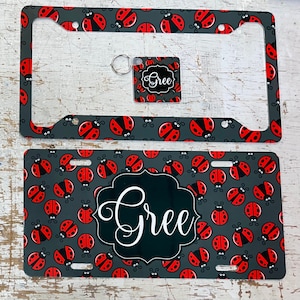 Lady bug License plate, personalized monogram car tag