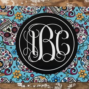 Sugar skull License plate, skull monogram car tag, skull personalized license plate