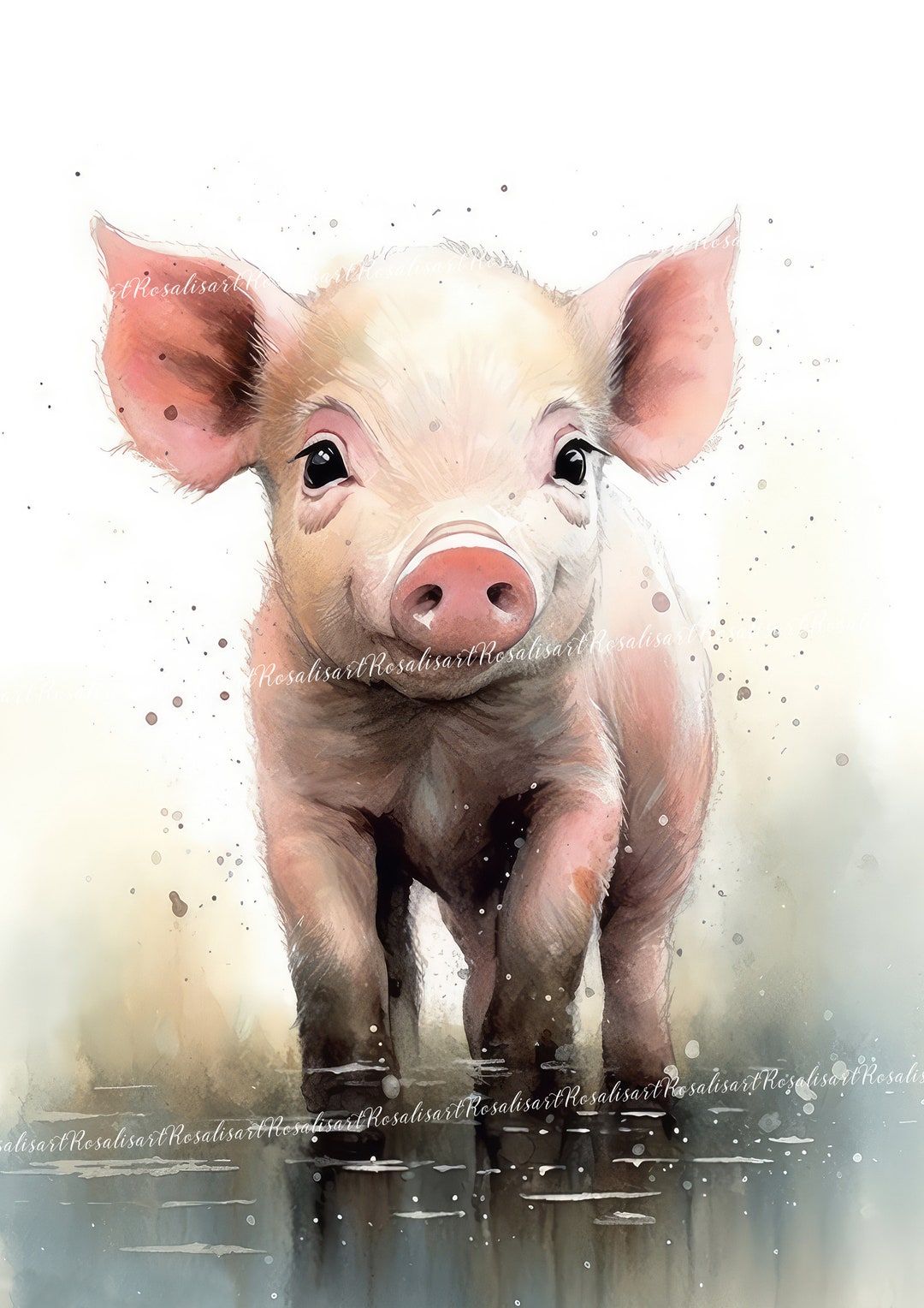 Piglet Watercolor Print Digital Download Animal Art Wild - Etsy