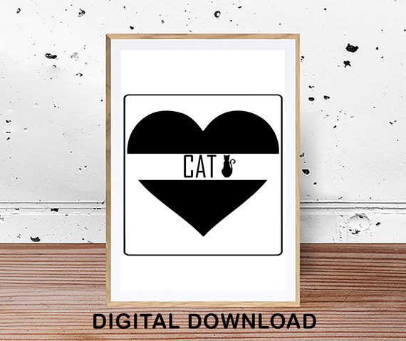 Cute Cat Printable Art Cat Animal Kitty Nursery Art Kids Room - Etsy