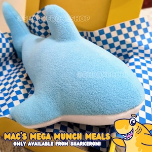 MEGA MUNCH Plush Gummy Shark Shape Snack Oversize Plushie Toy 12&quot; Fursuit Accessory RTS