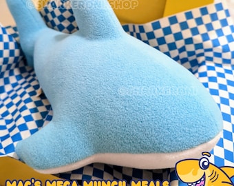 MEGA MUNCH Plush Gummy Shark Shape Snack Oversize Plushie Toy 12&quot; Fursuit Accessory RTS