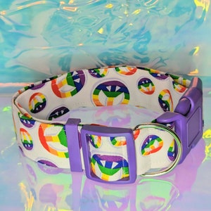 Rainbow Peace Sign Adjustable 16&quot;-26&quot; Fursuit Collar