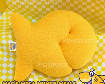 MEGA MUNCH Plush Goldfish Shape Snack Oversize Plushie Toy 10" Fursuit Accessory RTS