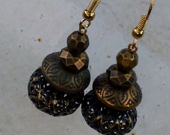 Intricate Bronze Stacked Earrings