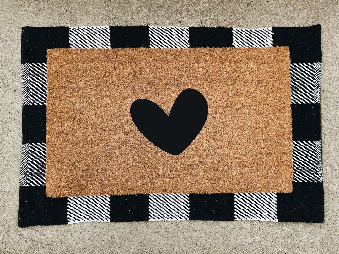 Heart Doormat Mat Doormat Valentine's Decor Etsy
