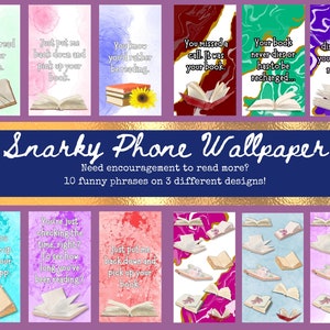 Snarky Phone Wallpaper for Book Lovers/Reader Phone Wallpaper/Funny Smartphone Background