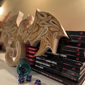 Book Dragon Sculpture, Gothic Fantasy Home Decor, Upcycled Dungeons and Dragons Gift, Fourth Wing Bookish Art image 10