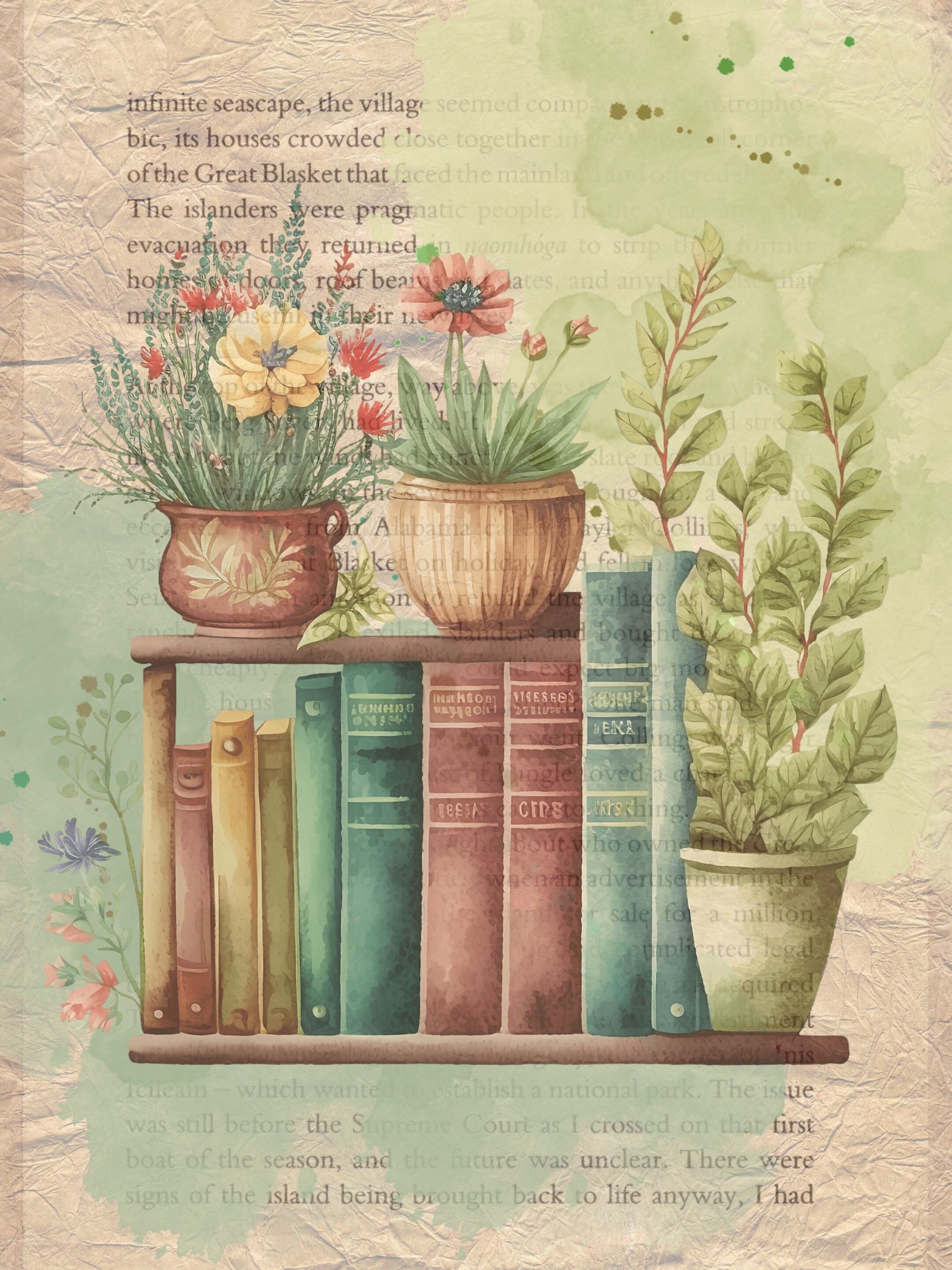 Books on Old Paper Printable/book Art Digital Download/literary Prints ...