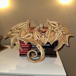 Book Dragon Sculpture, Gothic Fantasy Home Decor, Upcycled Dungeons and Dragons Gift, Fourth Wing Bookish Art image 8