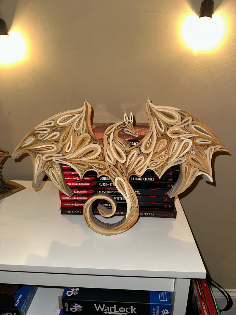 Book Dragon Sculpture, Gothic Fantasy Home Decor, Upcycled Dungeons and Dragons Gift, Fourth Wing Bookish Art image 8