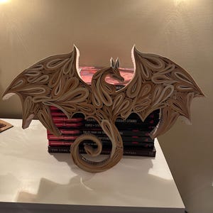 Book Dragon Sculpture, Gothic Fantasy Home Decor, Upcycled Dungeons and Dragons Gift, Fourth Wing Bookish Art image 12