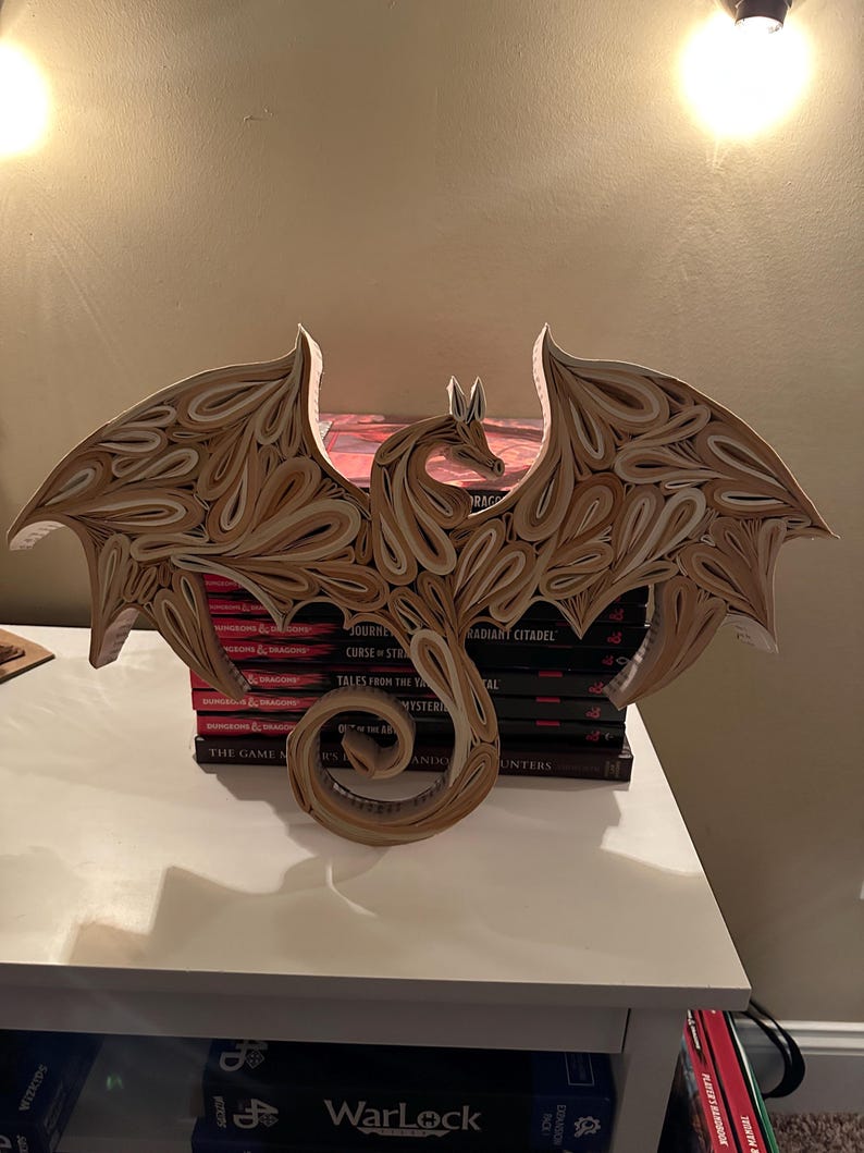 Book Dragon Sculpture, Gothic Fantasy Home Decor, Upcycled Dungeons and Dragons Gift, Fourth Wing Bookish Art image 12