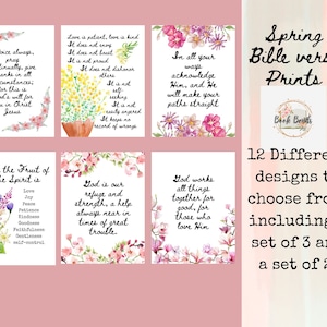 Spring Bible Verse Print/Scripture Wall Art Bundle/Bible Verse Printable/Watercolor Flowers Bible Verse/Christian Aesthetic Art Print