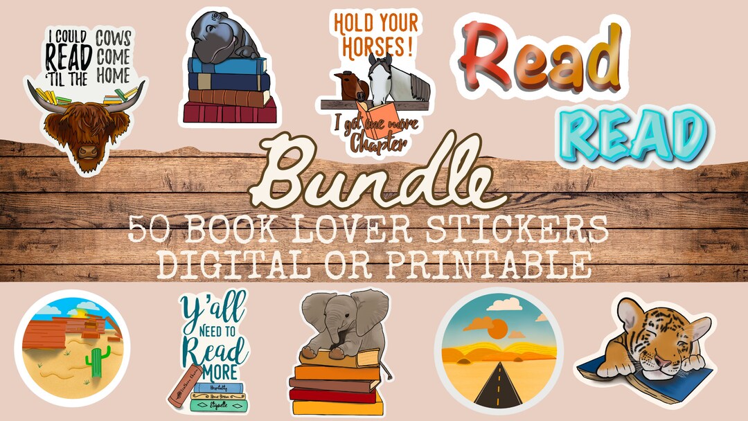 Book Lover Stickers | 50 Bookish Designs (digital Download) - Etsy