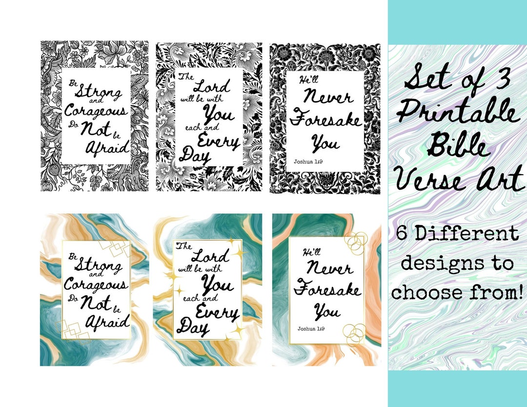 Bible Verse Wall Art Set of 3: Christian Scripture Prints (digital ...