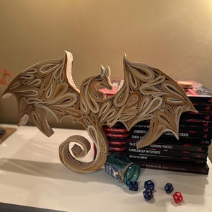 Book Dragon Sculpture, Gothic Fantasy Home Decor, Upcycled Dungeons and Dragons Gift, Fourth Wing Bookish Art image 7