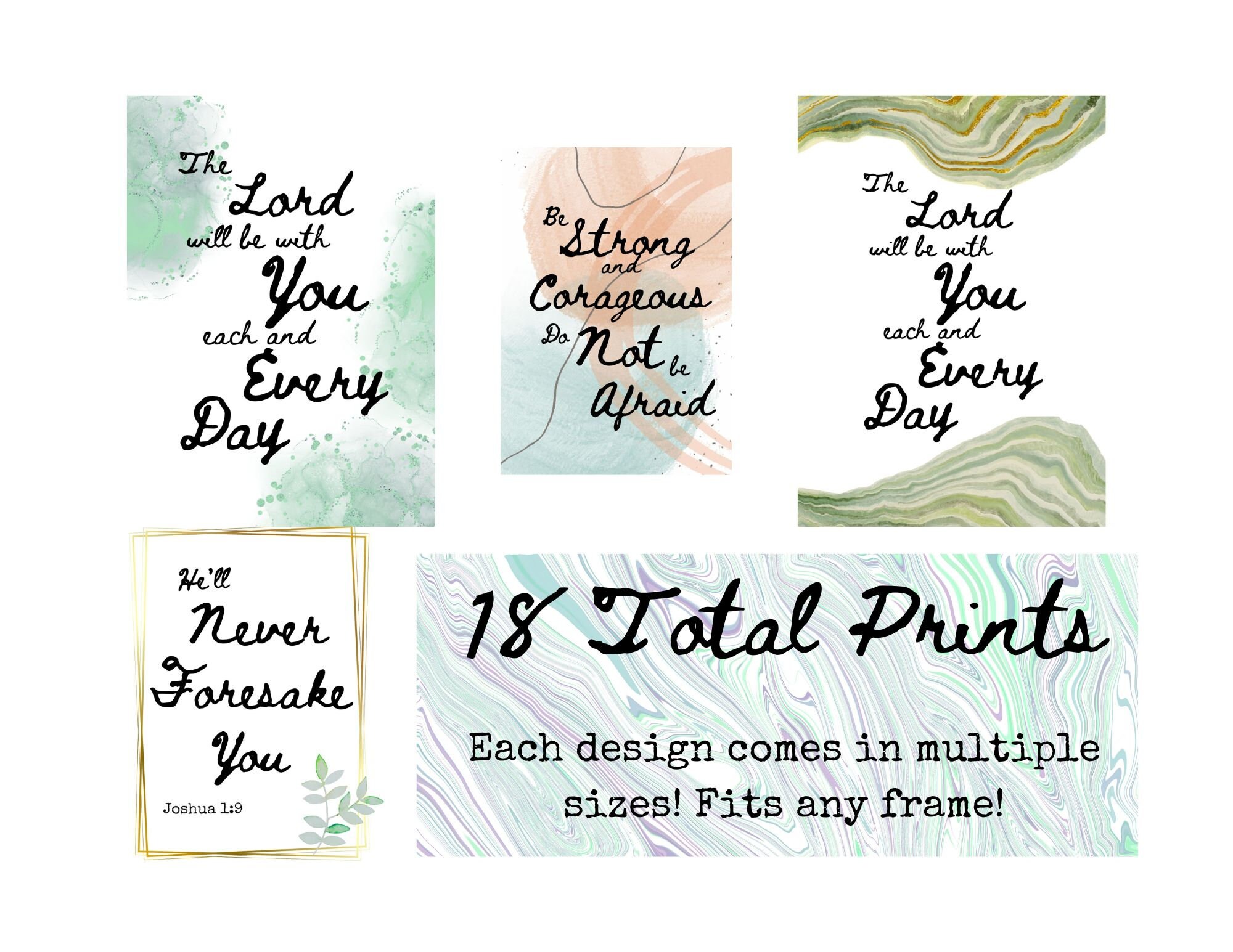 Bible Verse Wall Art Set of 3: Christian Scripture Prints (digital ...