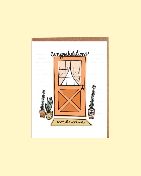 Felicitations Porte Housewarming Card 112c Carte De Voeux Etsy