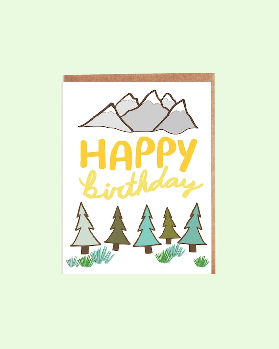 Mountain Adventure Birthday Card-015c Greeting Card Birthday | Etsy