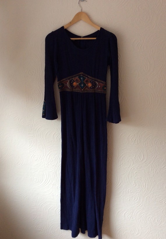 Vintage 70s hand painted maxi cheesecloth medieval
