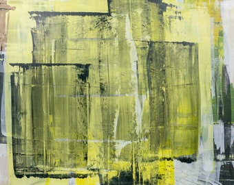 Yellow and Black Sectioned Original Expressionist Painting by Taylor Bingham
