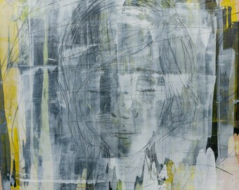 Faded Woman Yellow and Black Original Expressionist Painting by Taylor Bingham
