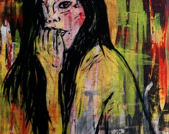 Woman Red and Yellow Original Expressionist Painting by Taylor Bingham