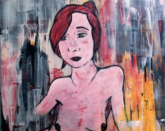 Pink and Red Original Expressionist Painting by Taylor Bingham