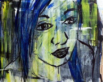 Green and Blue Original Expressionist Painting by Taylor Bingham
