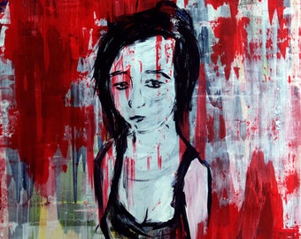 Red Woman Original Expressionist Painting by Taylor Bingham