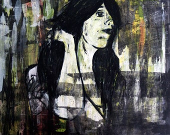 Dark Woman Original Expressionist Painting by Taylor Bingham