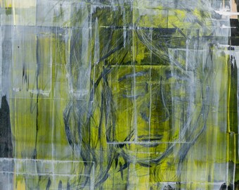 Green and White Sections Original Expressionist Painting by Taylor Bingham