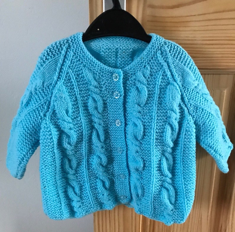 hand knitted size 18 months Aran style baby jacket