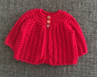 Traditional style baby cardigan, hand knitted