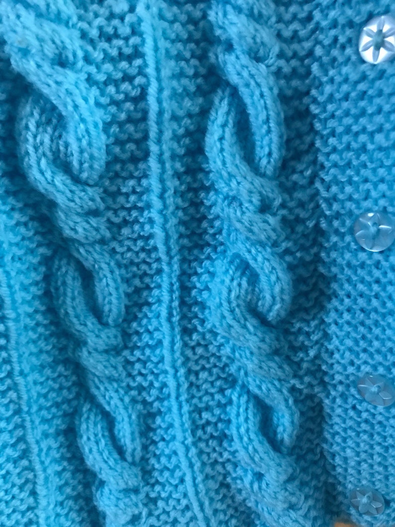 hand knitted size 18 months Aran style baby jacket