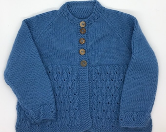 Vintage style matinee cardigan, size 6-9 months, hand knitted