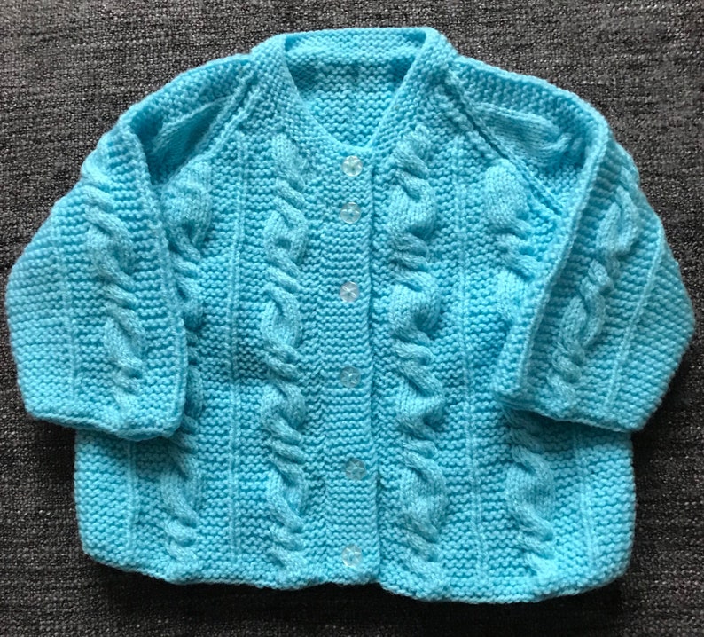 hand knitted size 18 months Aran style baby jacket