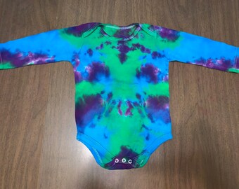 Unisex Psychedelic Mirrored Tie Dye Onesie, 18m