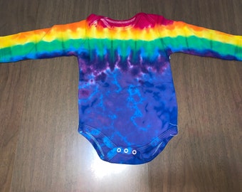 Unisex Rainbow Stripe Tie Dye Onesie, 18m