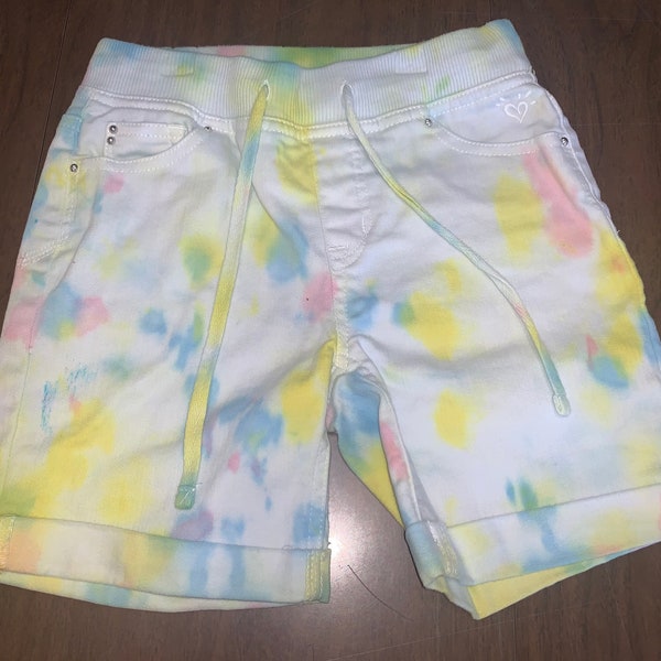 Polka Dot Cotton Candy Scrunch Tie Dye Sweat Shorts, Justice Brand Size 12S