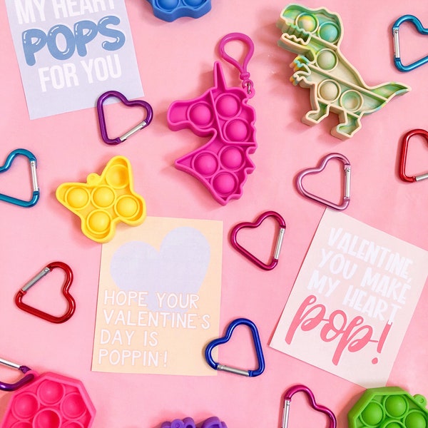 Valentine's Popper Gift Tags, Fidget Pop its