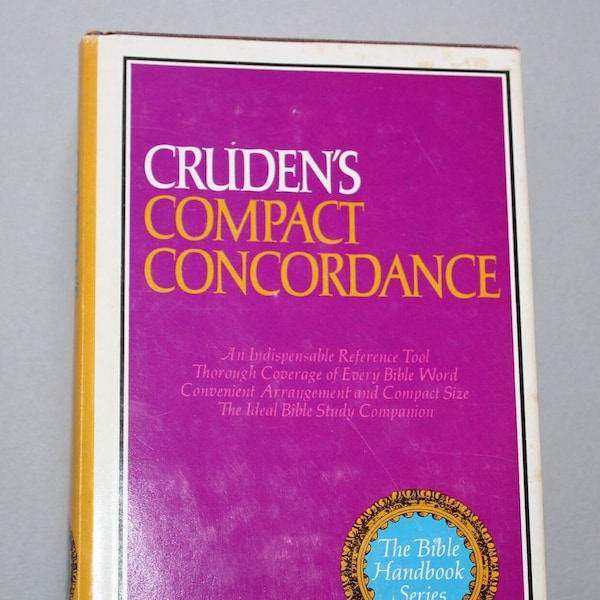 1975 Cruden's Compact Concordance Bible Handbook reference book key words for students & bible study hardcover