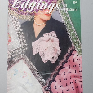 1951 Edgings for Handkerchiefs Book No. 271 cotton thread crochet knitted lace patterns Idea book home decor instructions designs
