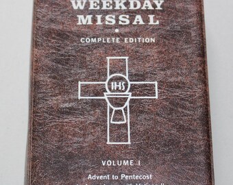 1975 New Saint Joseph Weekday Missal and Hymnal Complete Edition Volume I Advent to Pentecost Catholic mass reference book bible study